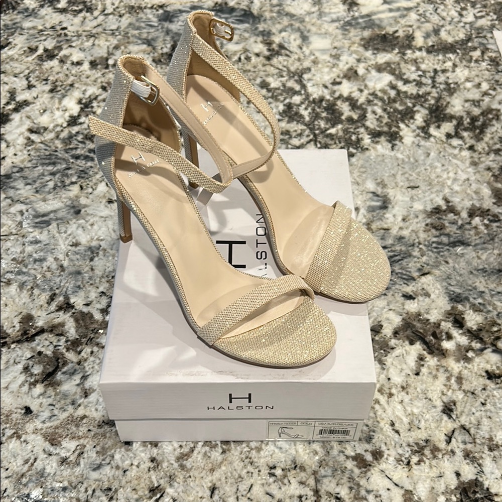 Halston Women's Glittery Gold Heels